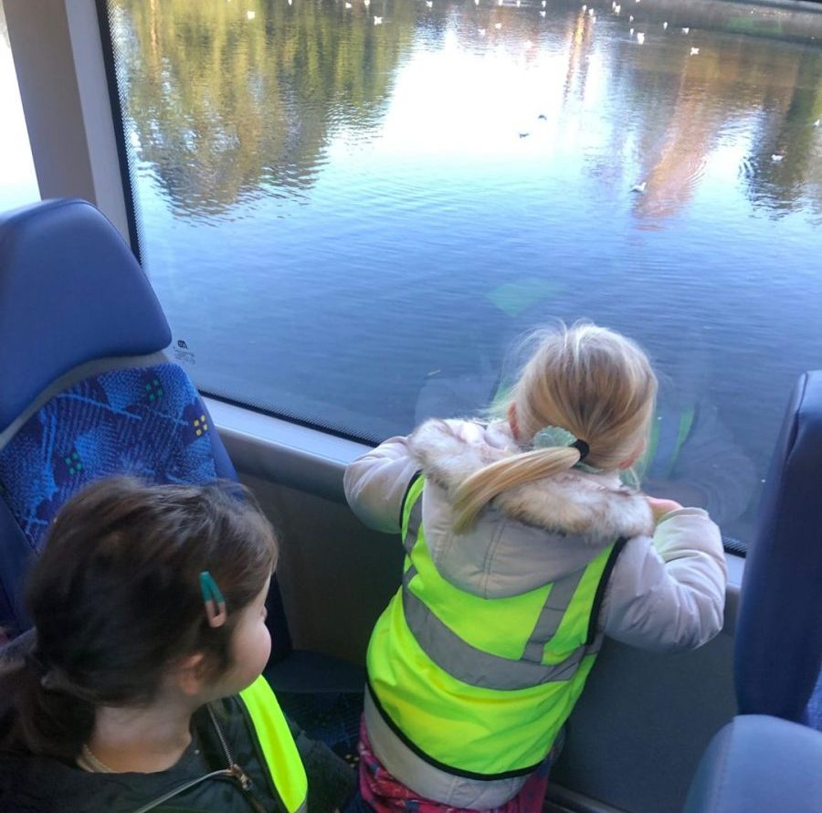 Children on a train